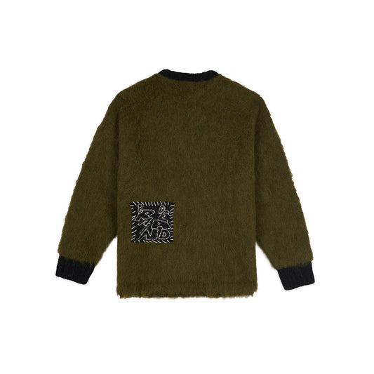 Brain Dead Future Vision Boxy Knit Sweater - Olive - Crowdless