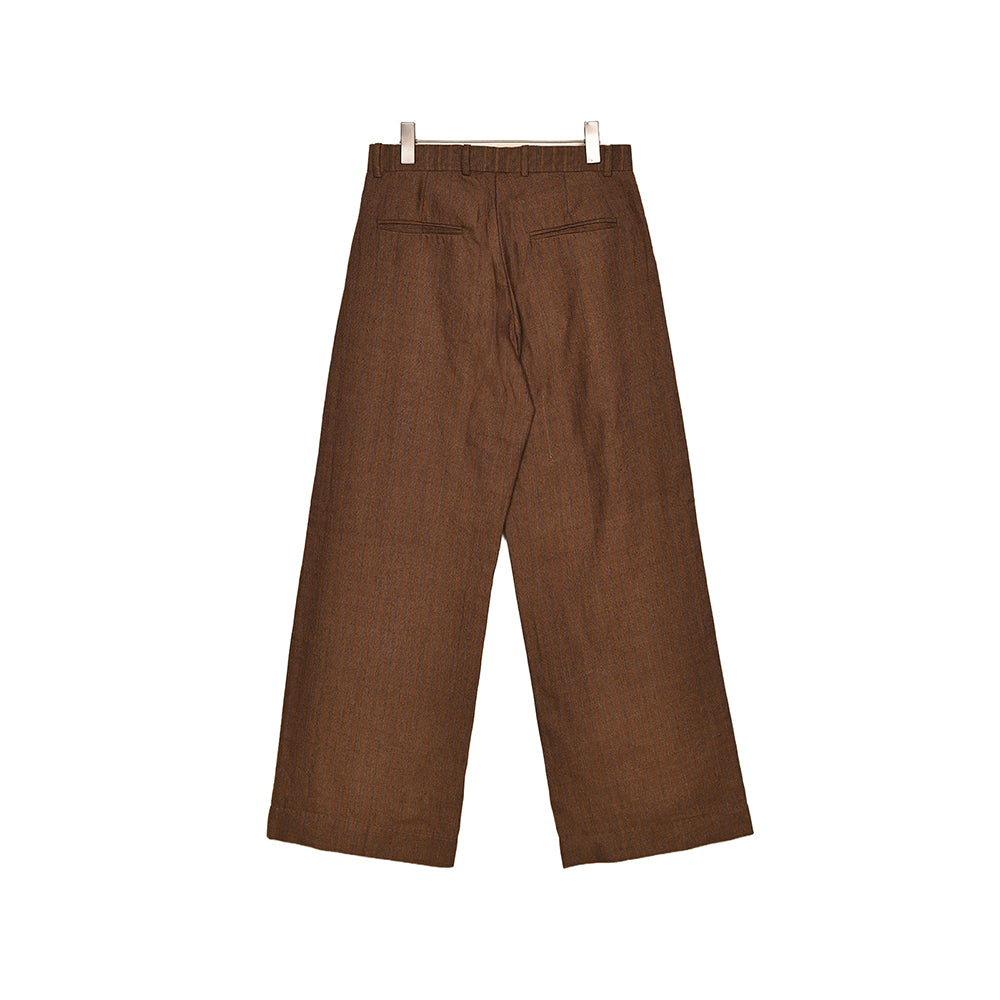 Kartik Research Flat Front Flare Trouser - Purple/ Brown - Crowdless