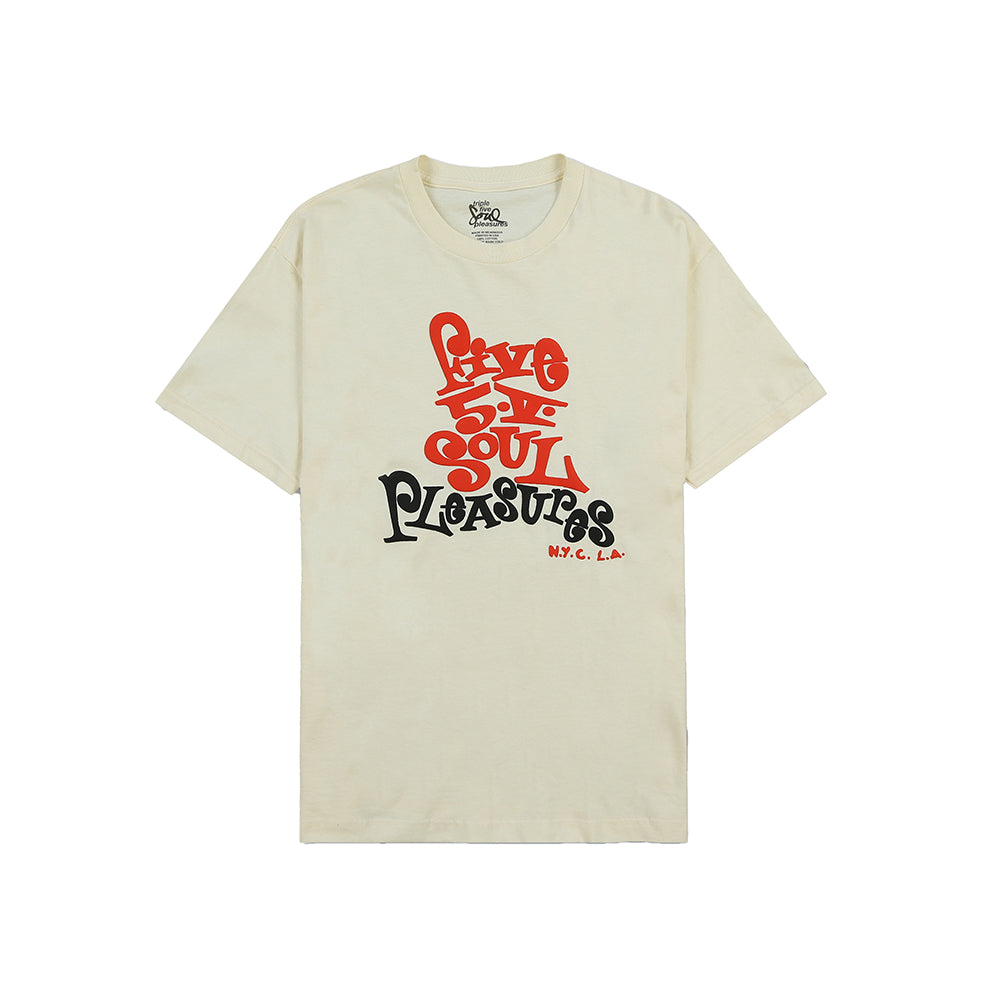 Pleasures Five 5 V T-shirt - Cream - Crowdless