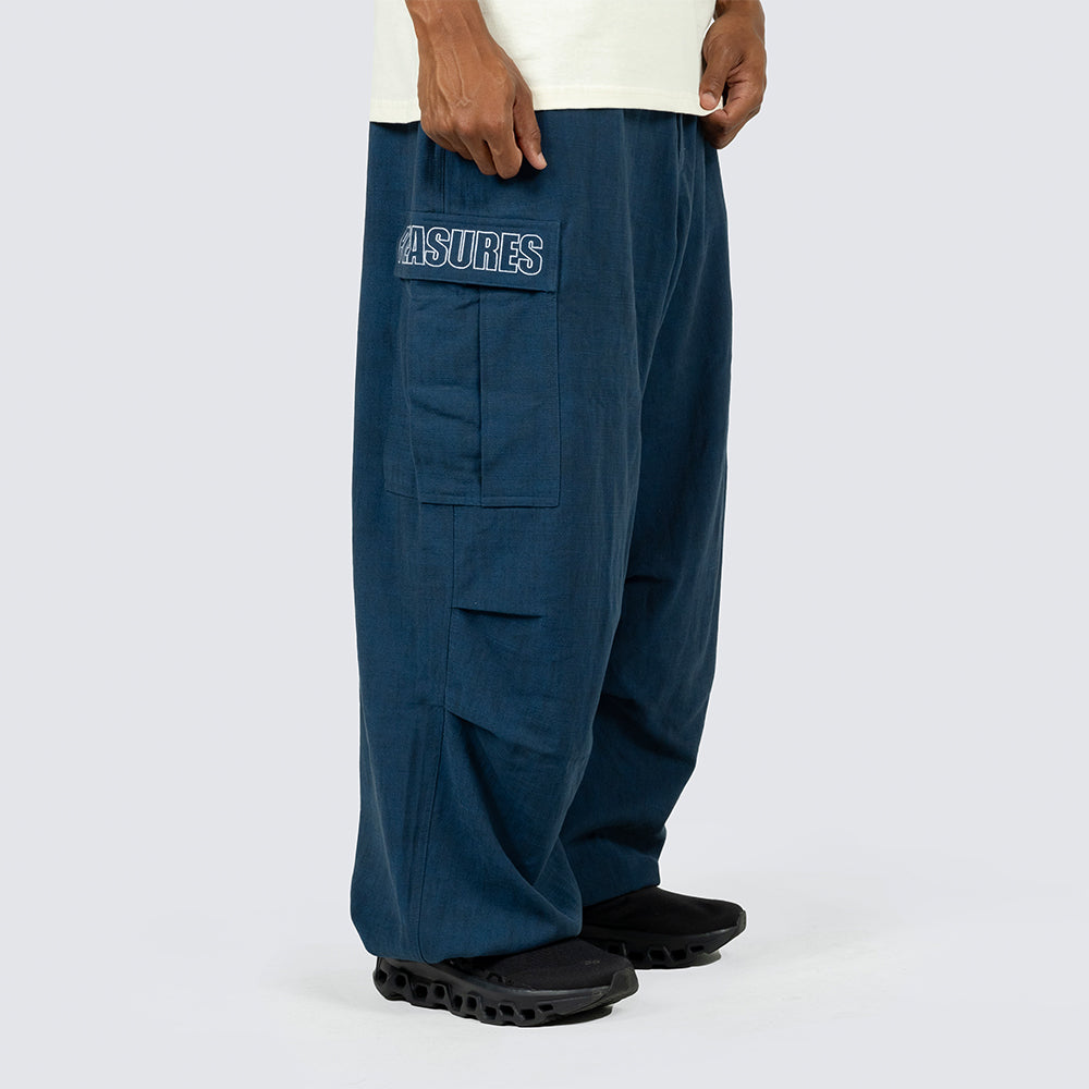 Pleasures Visitor Wide Fit Cargo Pants - Navy - Crowdless