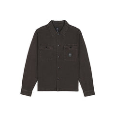 Waffle Button Front Shirt - Charcoal
