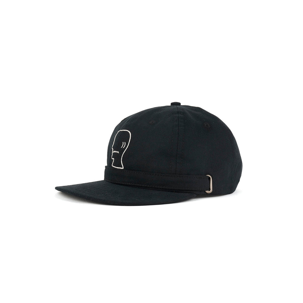 Brain Dead Extended Strap 6 Panel Logohead Hat - Black - Crowdless