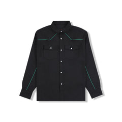 Nylon Western Button Up - Black