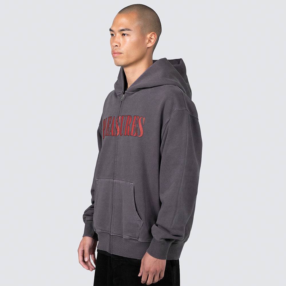 Pleasures Onyx Zip Up Hoodie - Faded Black - Crowdless