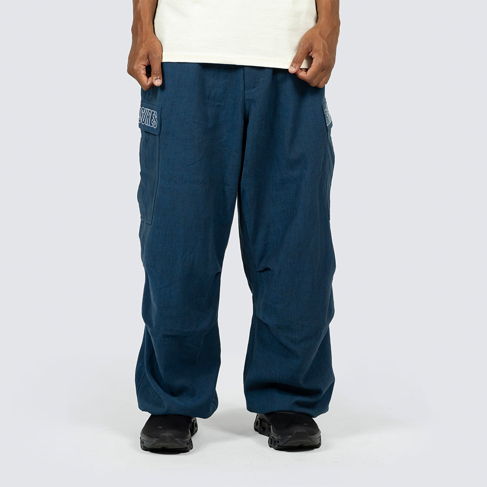 Pleasures Visitor Wide Fit Cargo Pants - Navy - Crowdless