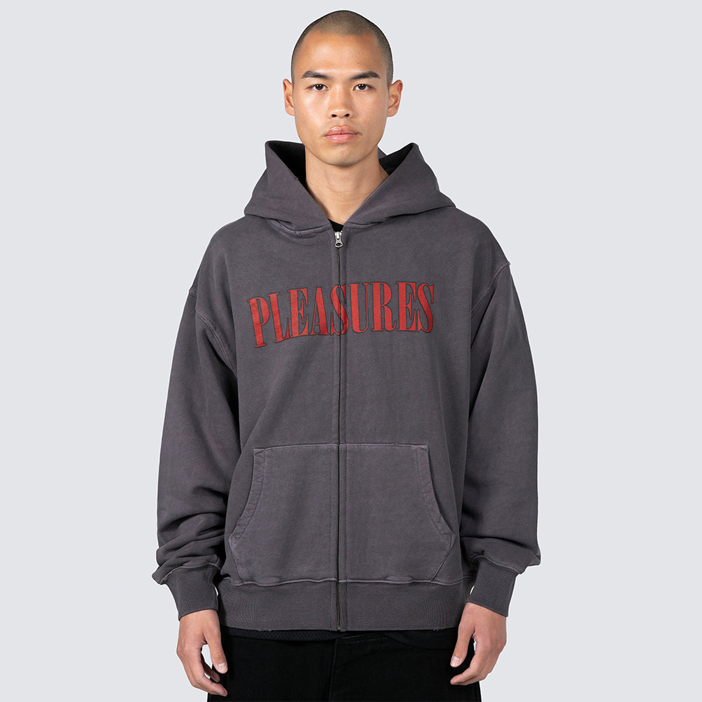 Pleasures Onyx Zip Up Hoodie - Faded Black - Crowdless