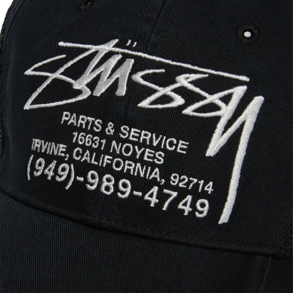 Stüssy Lp Service Mesh Strapback Cap - Black - Crowdless
