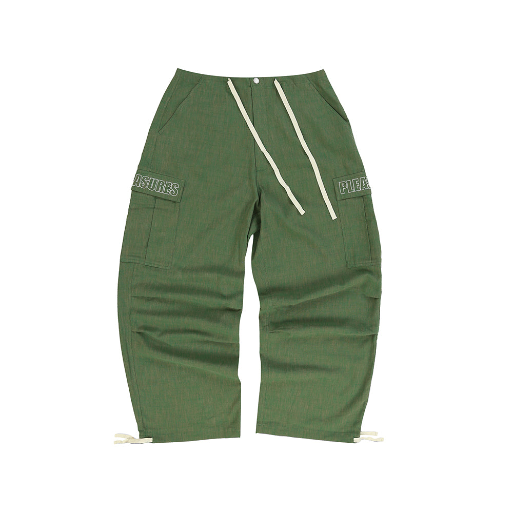 Pleasures Visitor Wide Fit Cargo Pants - Green - Crowdless