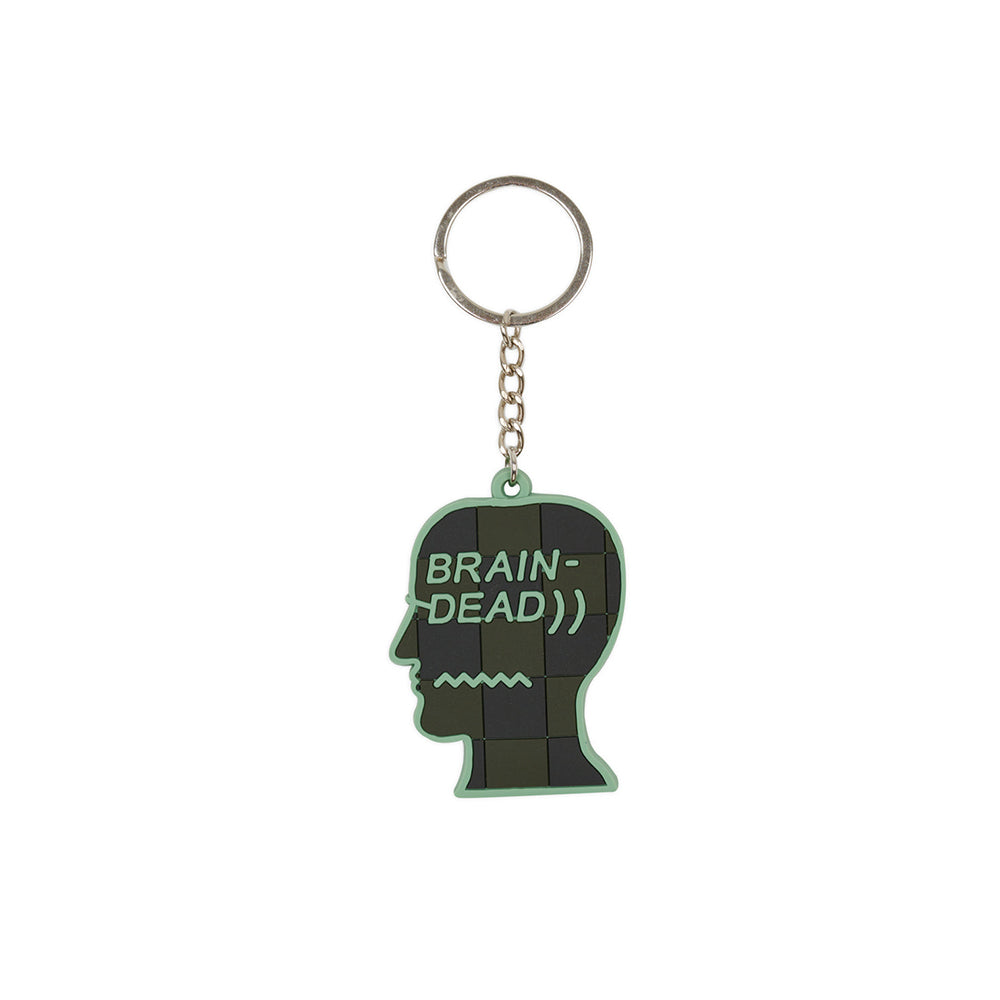 Checkered Logohead Keychain - Green/Brown