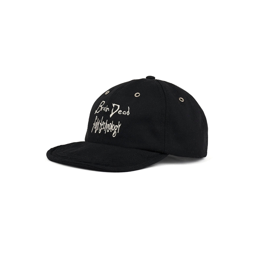 Brain Dead Folk Technology Wire Brim 6 Panel Hat - Black - Crowdless