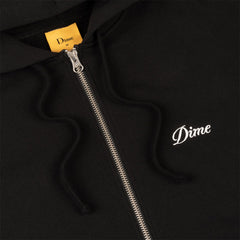 Dime Cursive Small Logo Zip Hoodie - Black - Crowdless