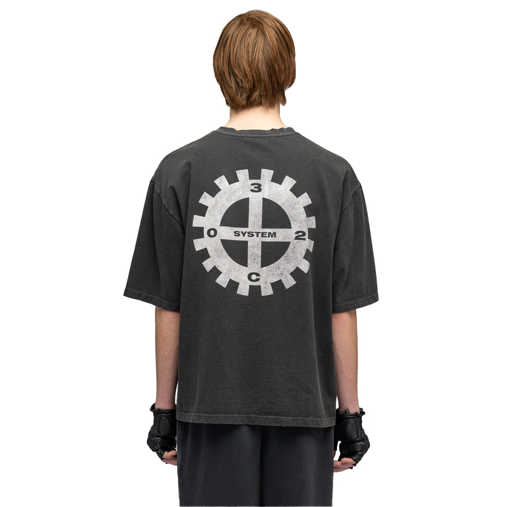 032c ‘’Machinery’’ Oversized Box-Cut T-Shirt - Faded Black - Crowdless