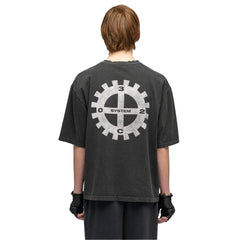 ‘’Machinery’’ Oversized Box-Cut T-Shirt - Faded Black