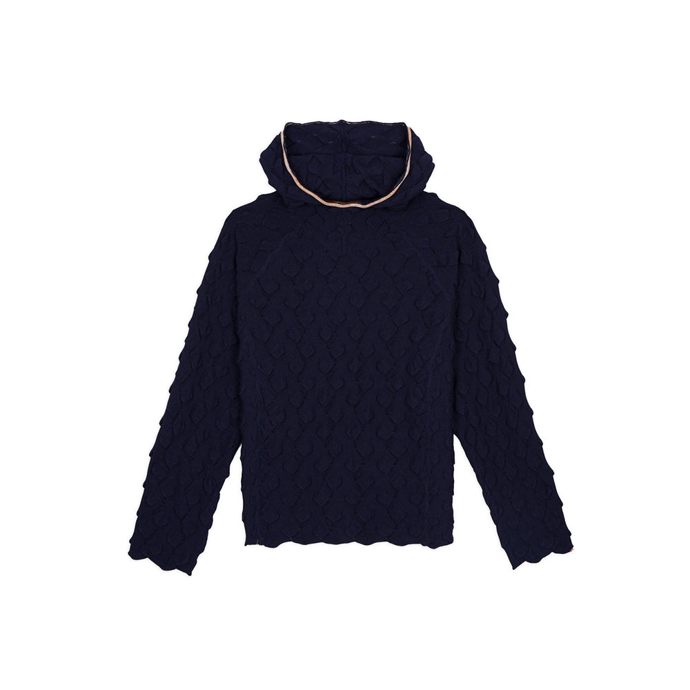 Bubble Knit Hoodie - Midnight Blue