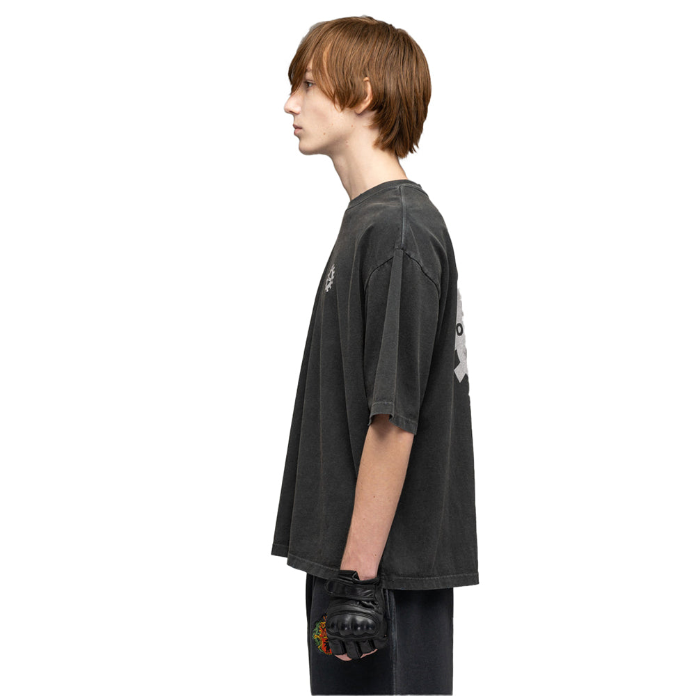 032c ‘’Machinery’’ Oversized Box-Cut T-Shirt - Faded Black - Crowdless