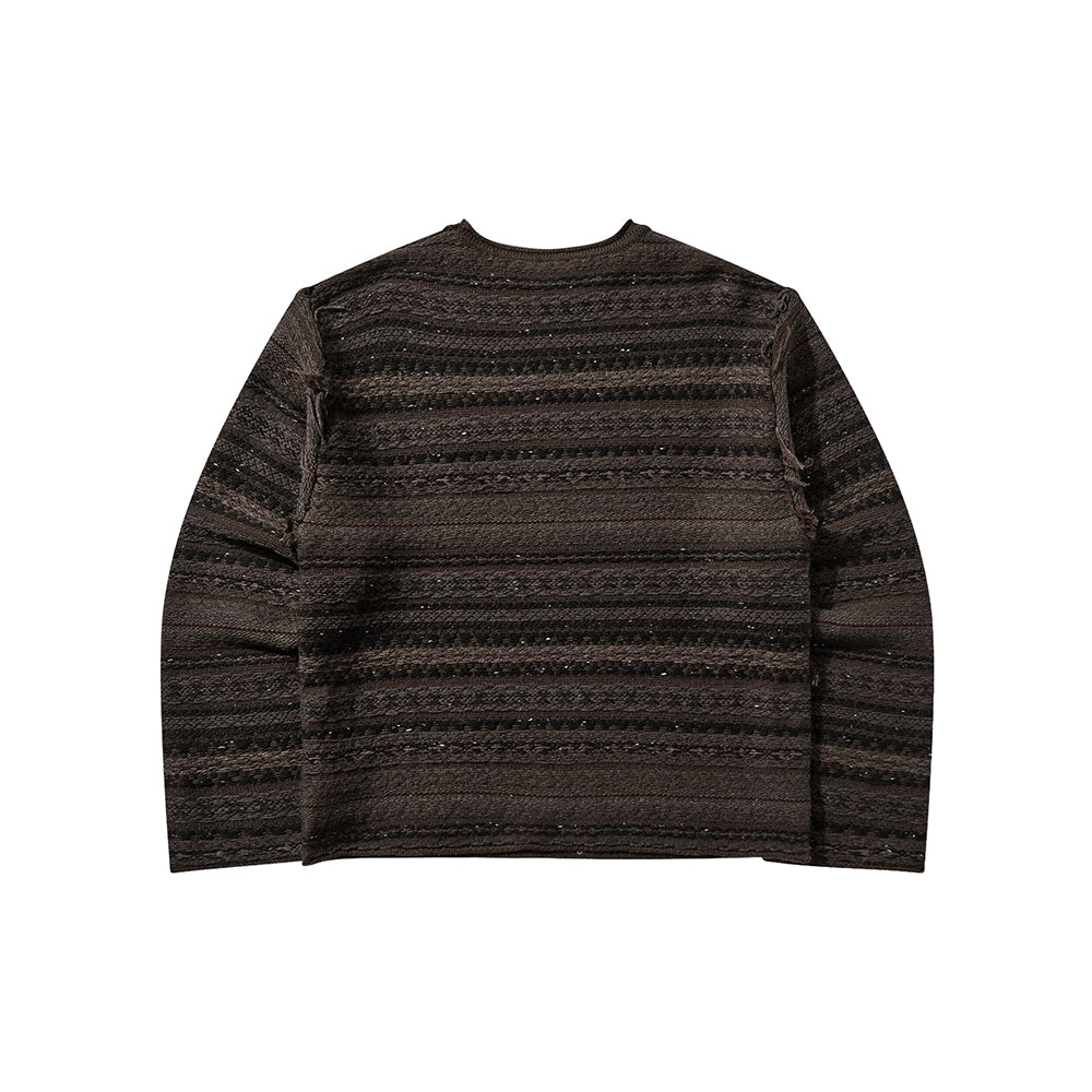 Umbro Fair Isle Crest crewneck sweater in black and brown with multicolor patterned knit design