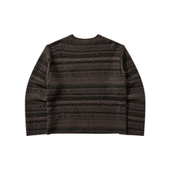 Umbro Fair Isle Crest crewneck sweater in black and brown with multicolor patterned knit design