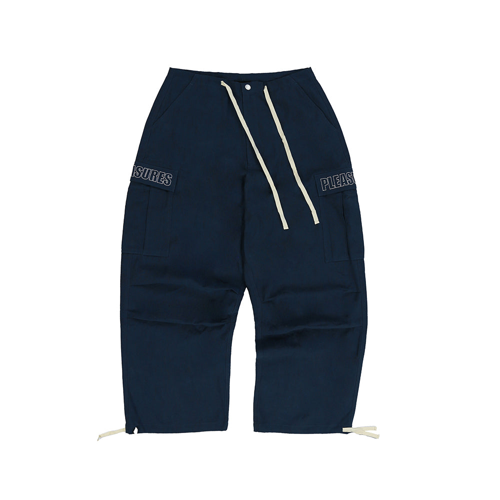 Pleasures Visitor Wide Fit Cargo Pants - Navy - Crowdless