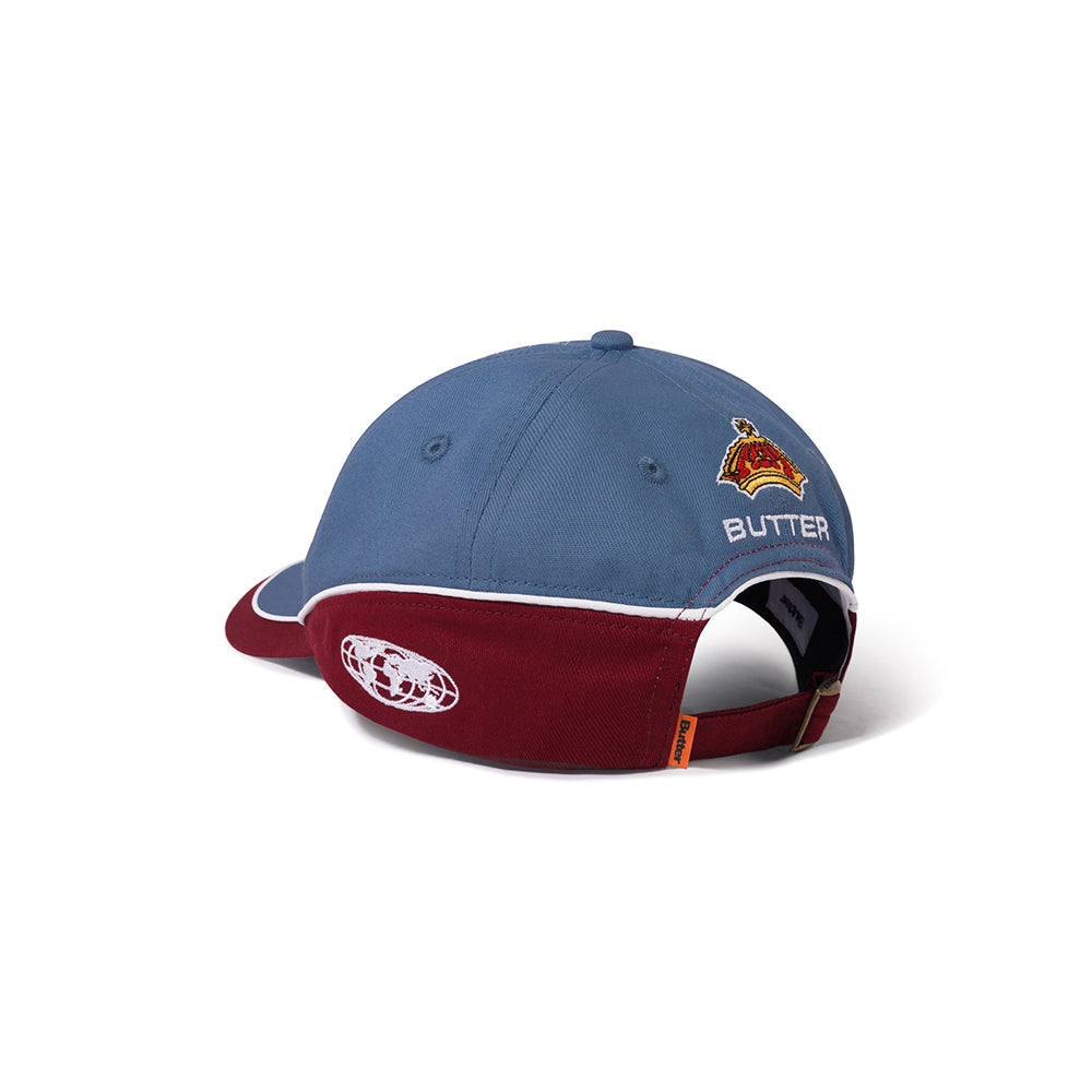 Butter Goods Internationale 6 Panel Cap - Slate / Ruby - Crowdless