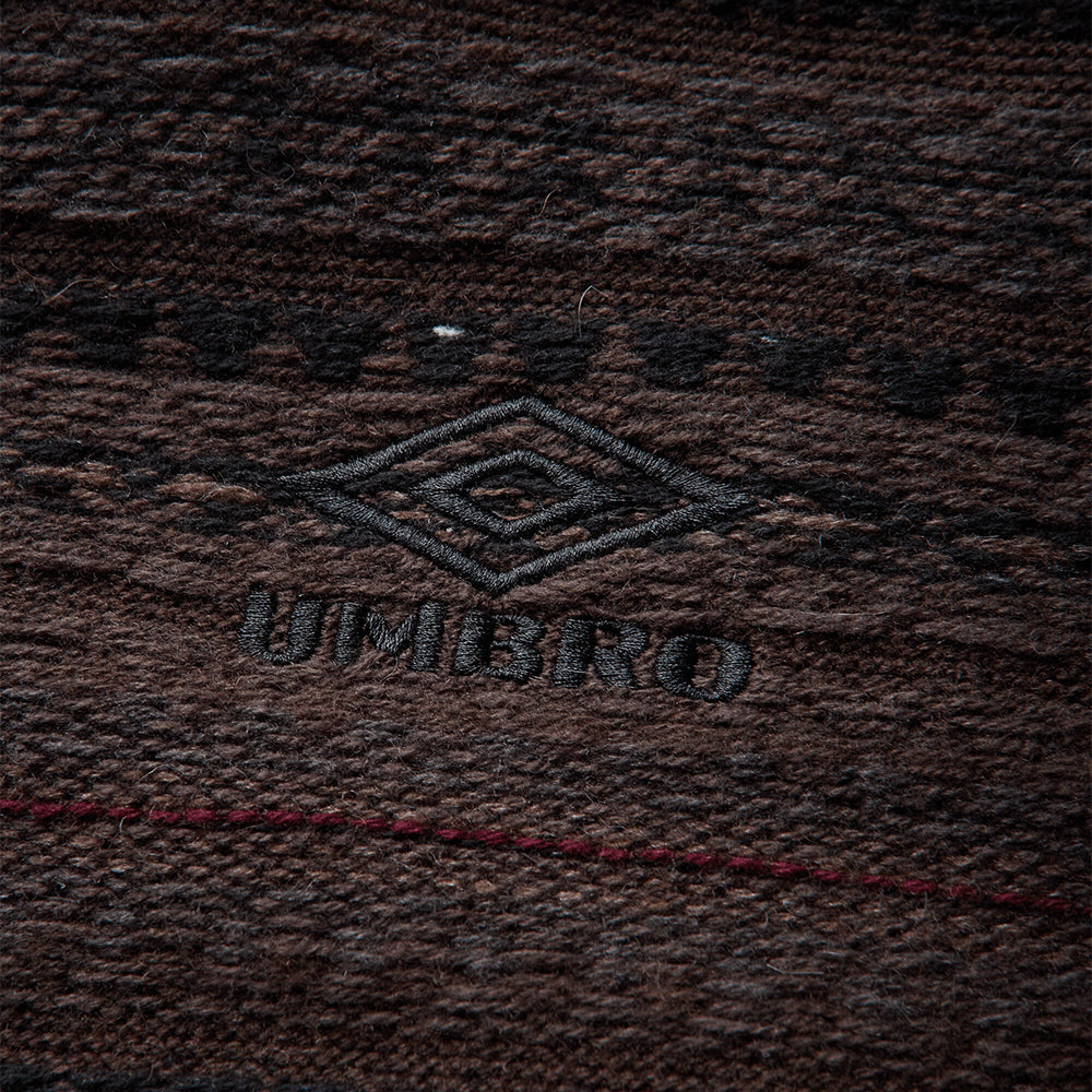 Umbro Fair Isle Crest crewneck sweater in black and brown with multicolor patterned knit design
