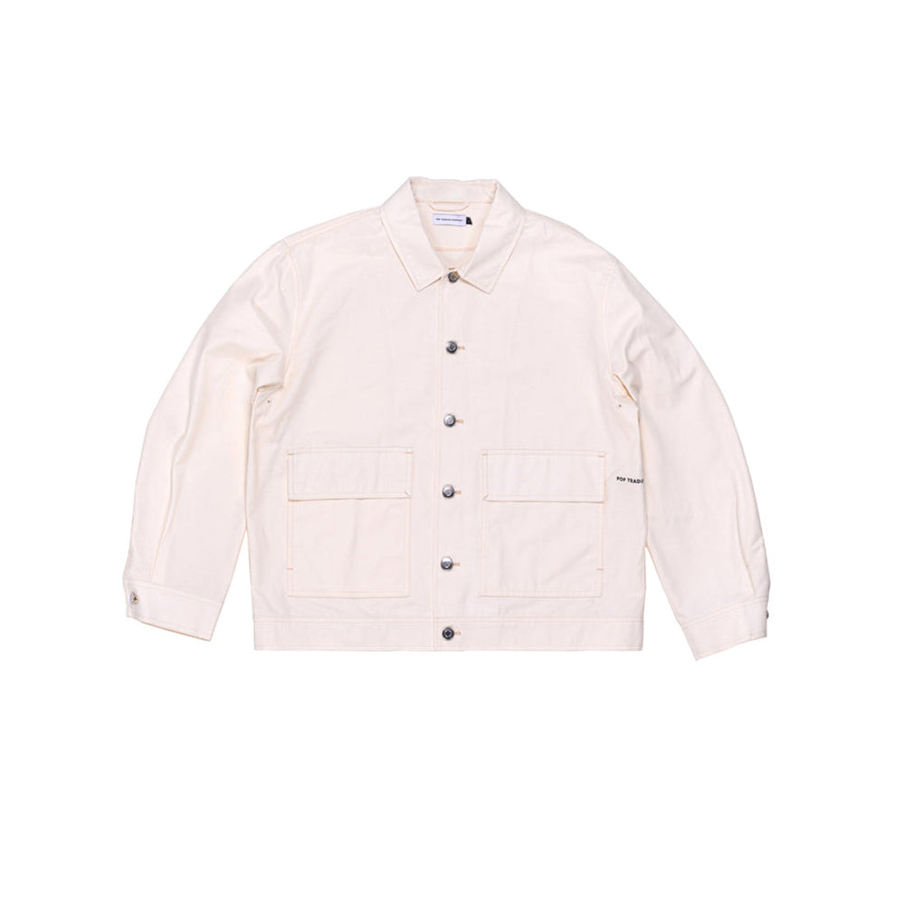 Pop Full Button Linen Jacket - Off White