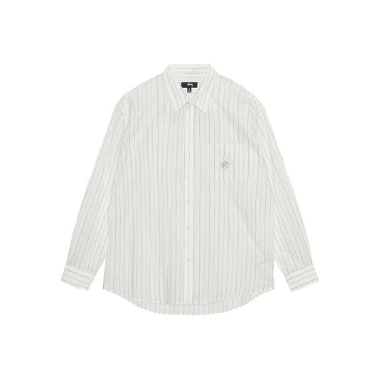 Stüssy Classic Shirt Striped Cotton Linen - White - Crowdless