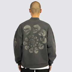 Pleasures Skull Spiral Quarter Zip - Black - Crowdless