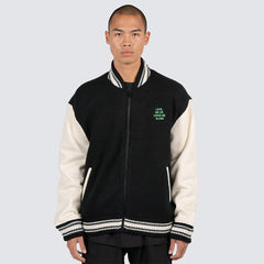 Pleasures Smoke Knitted Varsity Jacket - Black - Crowdless