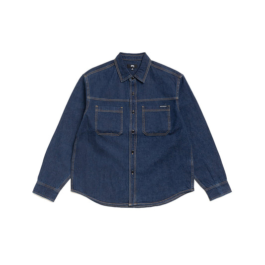 Stüssy Work Denim Shirt - Dark Denim - Crowdless