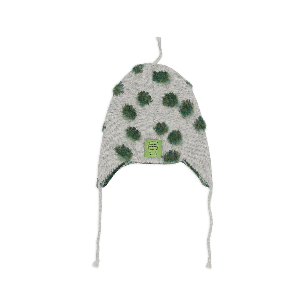 Brain Dead Alpaca Knit Polka Dot Ear Flap Beanie - Olive - Crowdless