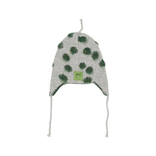 Alpaca Knit Polka Dot Ear Flap Beanie - Olive