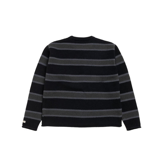 Stüssy Striped Wool Sweater - Black - Crowdless