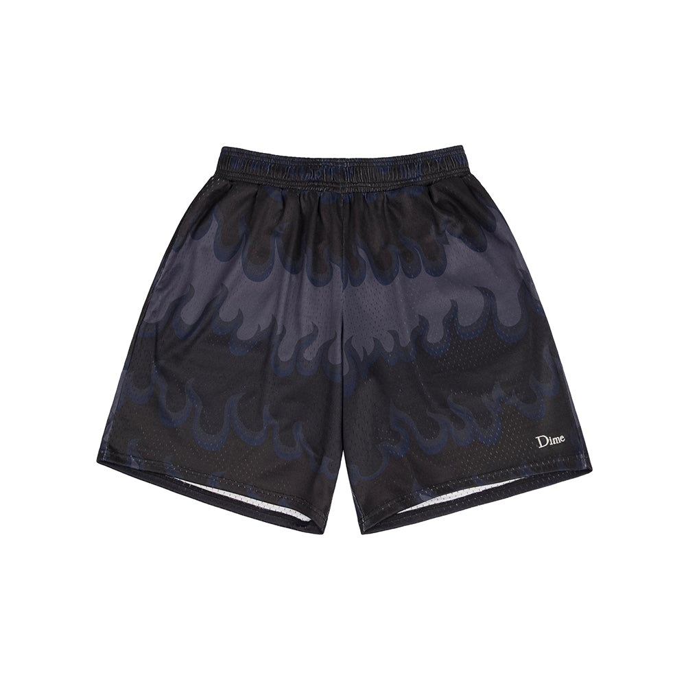 Dime Space Flame Mesh Shorts - Black - Crowdless