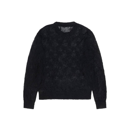 Stüssy Loose Knit Cross Cable Sweater - Black - Crowdless