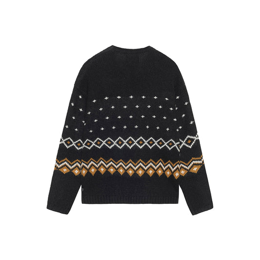 Roll Neck Fairisle Sweater - Charcoal