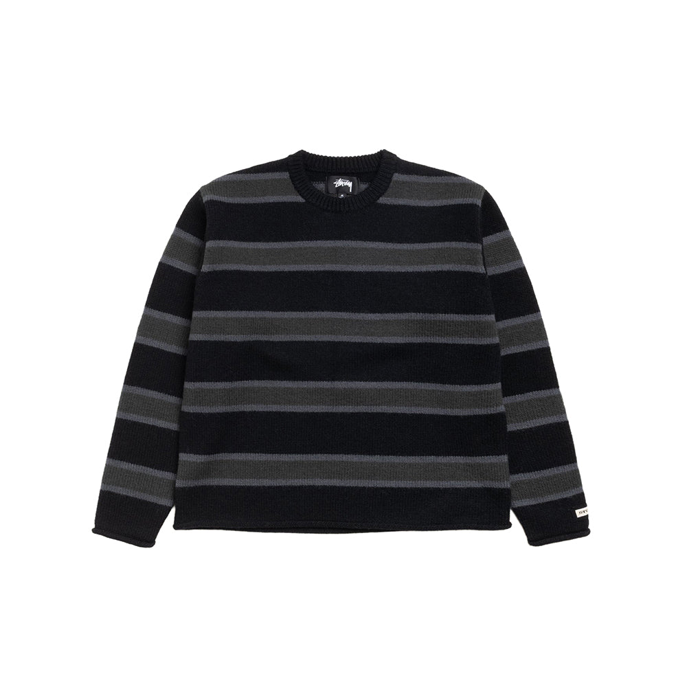 Stüssy Striped Wool Sweater - Black - Crowdless