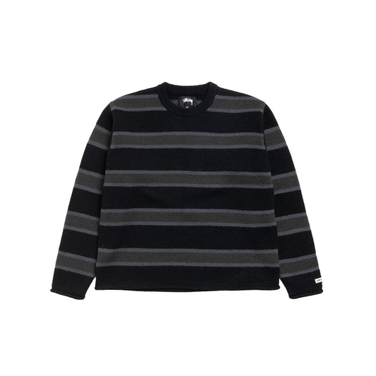 Stüssy Striped Wool Sweater - Black - Crowdless