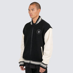 Pleasures Smoke Knitted Varsity Jacket - Black - Crowdless