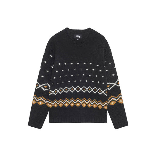 Roll Neck Fairisle Sweater - Charcoal