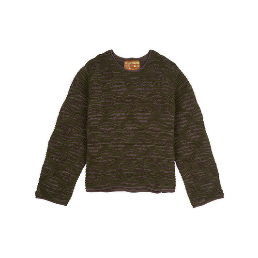 3D Wave Cropped Sweater - Forest Green