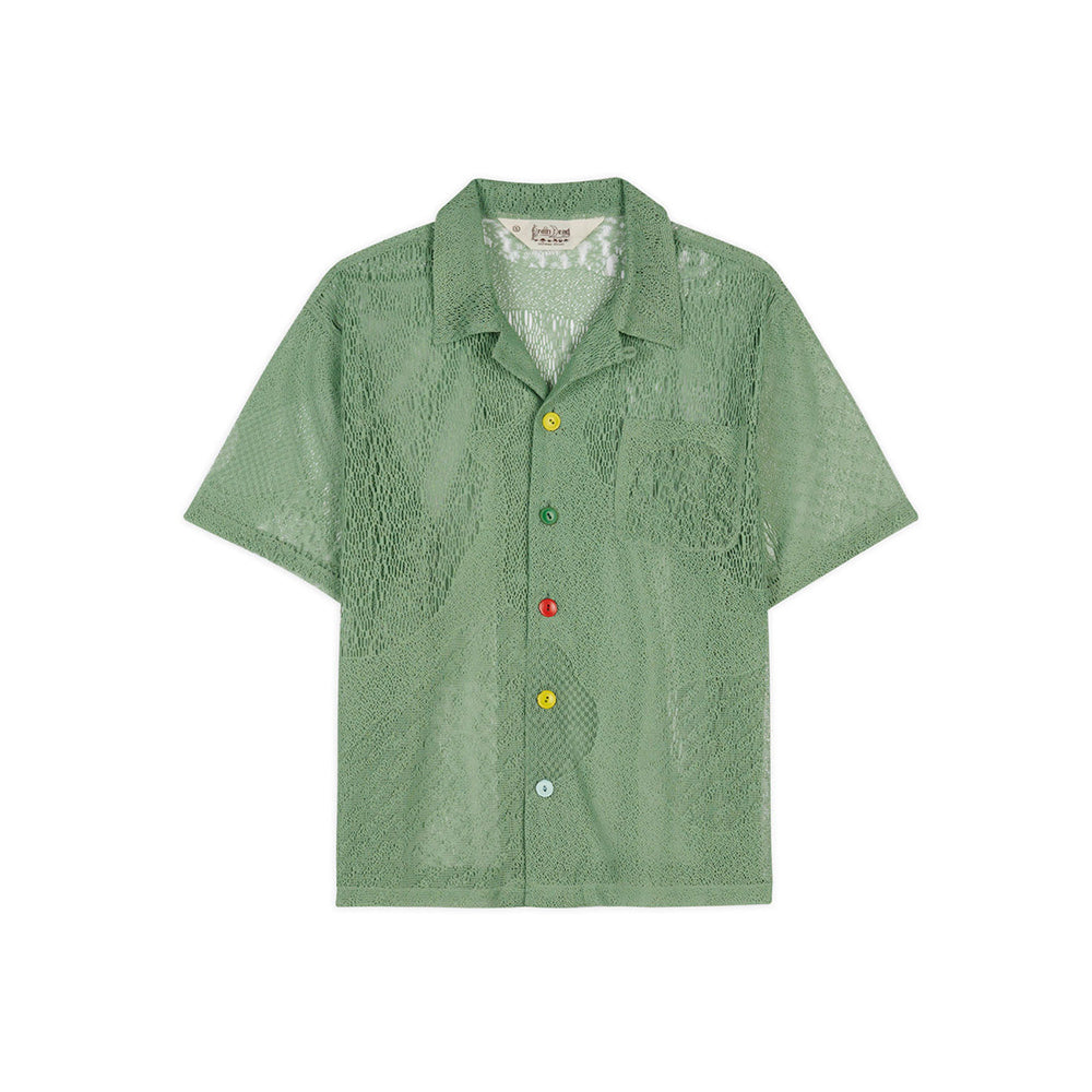 Brain Dead Engineered Mesh Short Sleeve Button Up - Green - Crowdless