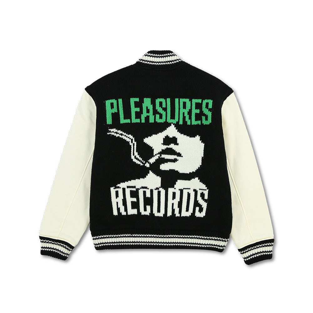 Pleasures Smoke Knitted Varsity Jacket - Black - Crowdless