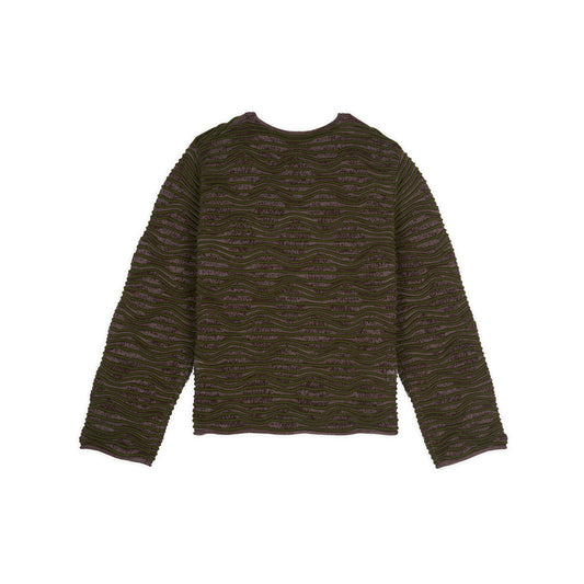 3D Wave Cropped Sweater - Forest Green