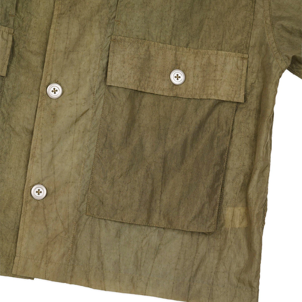 Brain Dead Cropped Nylon Button Up Shirt - Army - Crowdless