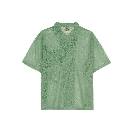 Brain Dead Engineered Mesh Short Sleeve Button Up - Green - Crowdless