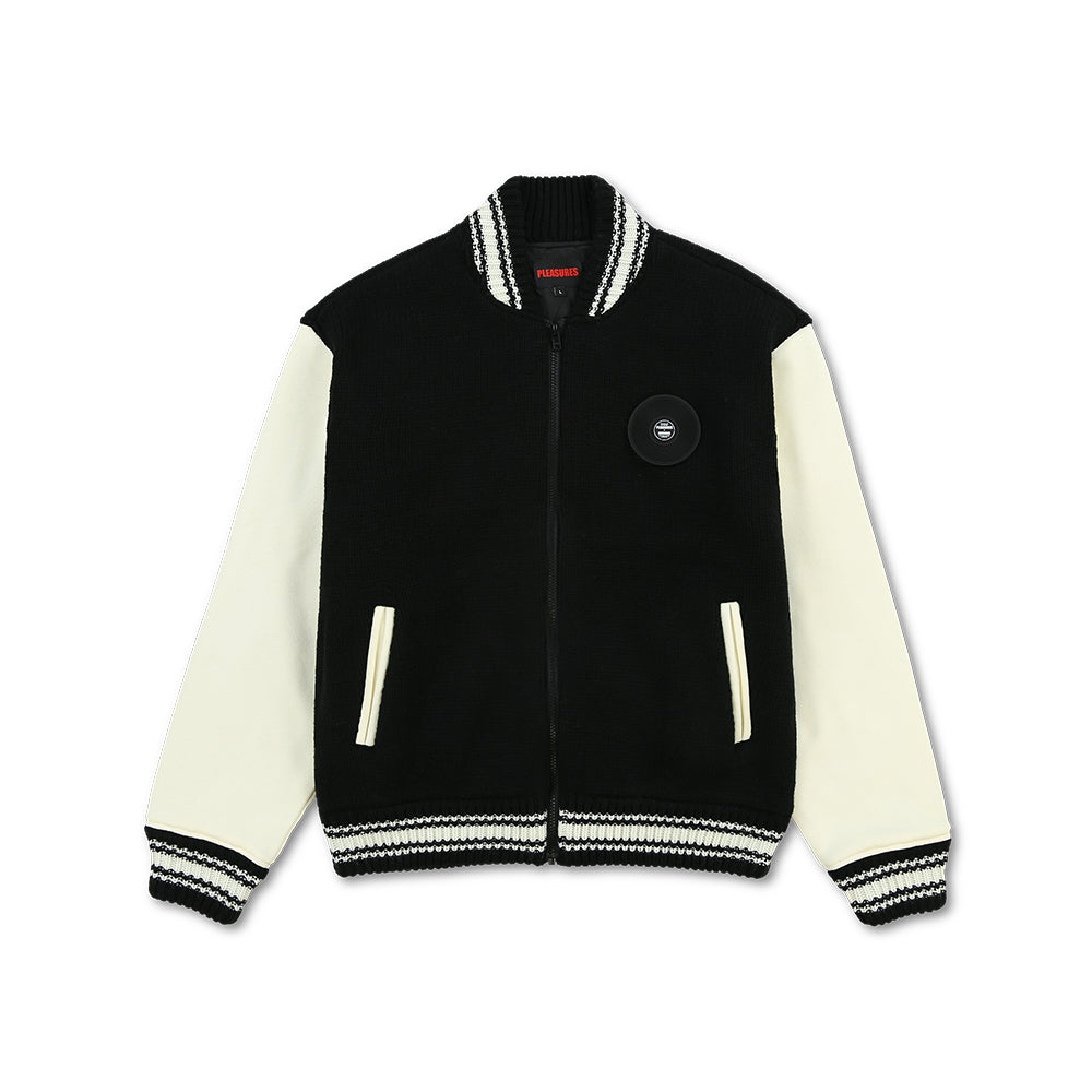 Pleasures Smoke Knitted Varsity Jacket - Black - Crowdless