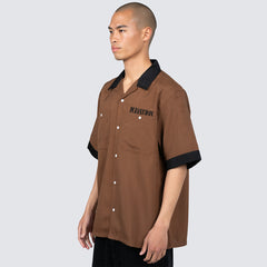 Pleasures Daisy Bowling Button Down - Brown - Crowdless