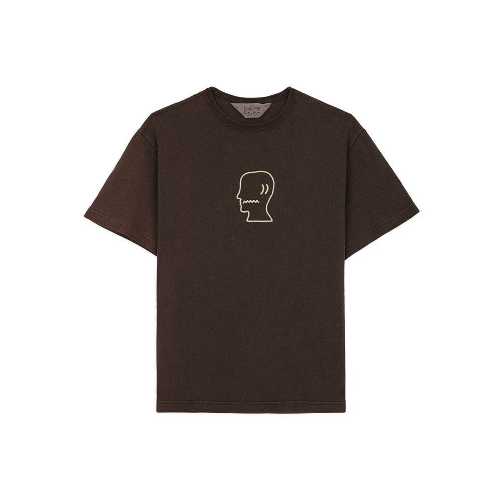 Brain Dead Heavyweight 3D Embroidery Logohead T-Shirt - Brown - Crowdless
