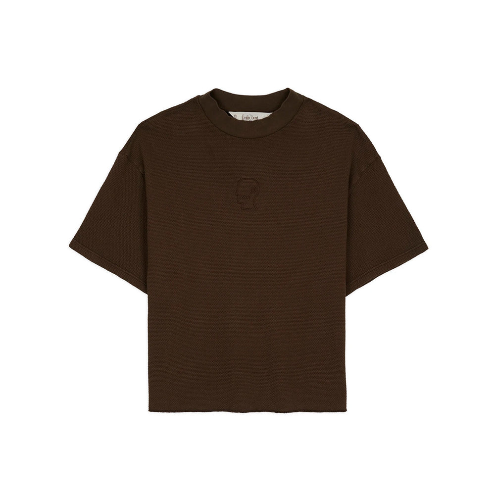 Brain Dead Boxy Thermal Mock Neck T-Shirt - Brown - Crowdless
