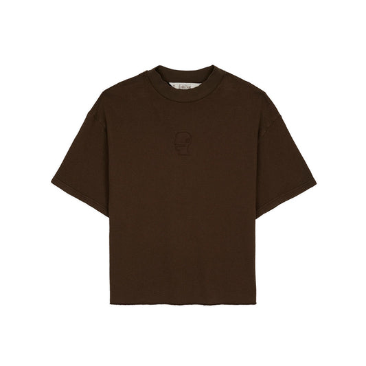 Brain Dead Boxy Thermal Mock Neck T-Shirt - Brown - Crowdless